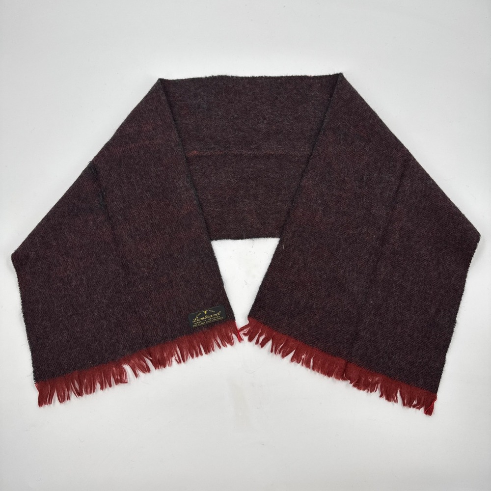 Lambswool Scarf Unisex OS Burgundy Red Made in Uruguay Fringe Marled‎ Wool